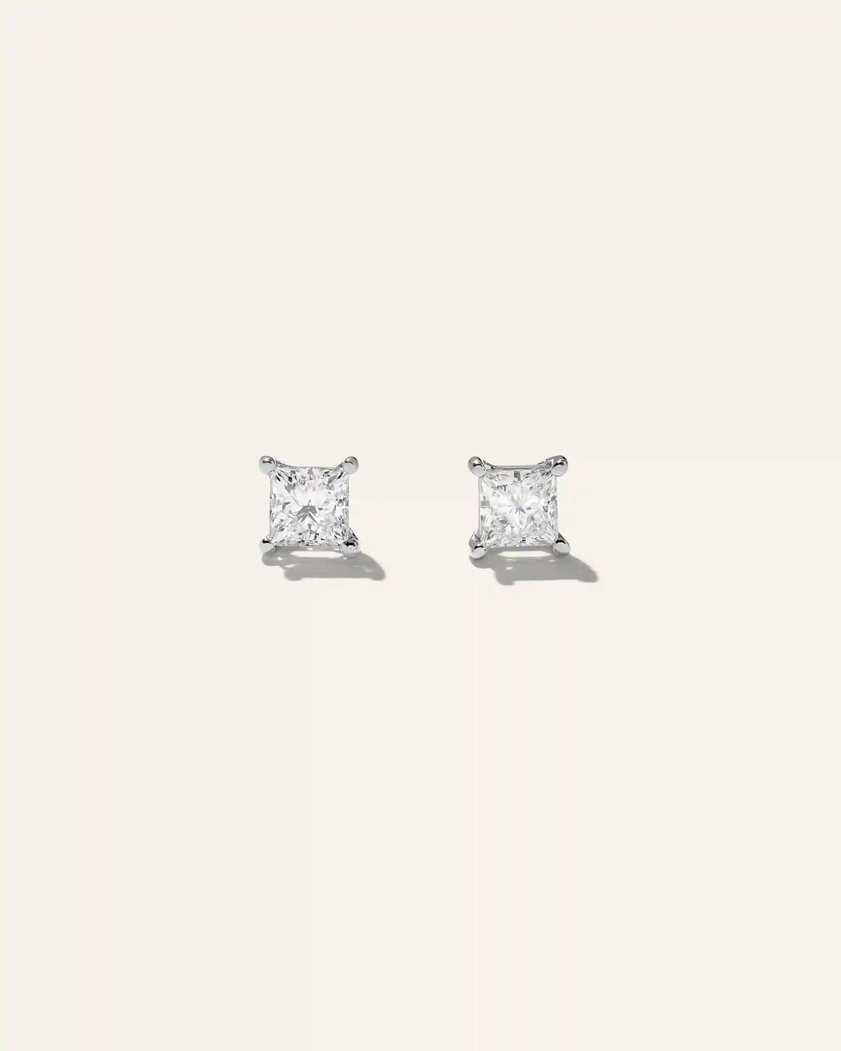 14K Gold Lab Grown Diamond Princess Solitaire Studs - 1ctw