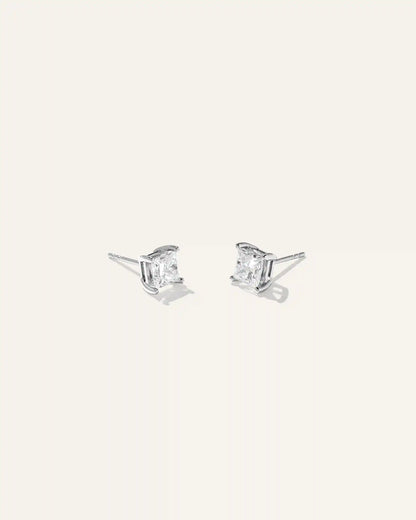 14K Gold Lab Grown Diamond Princess Solitaire Studs - 2ctw