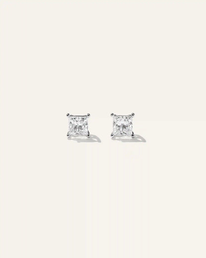 14K Gold Lab Grown Diamond Princess Solitaire Studs - 2ctw