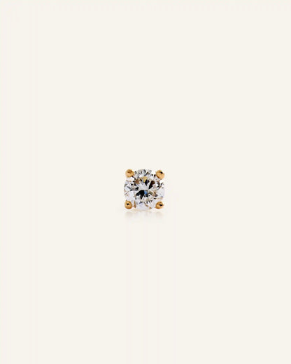 14K Gold Lab Grown Diamond Round Tiny Flat Back Stud - Single