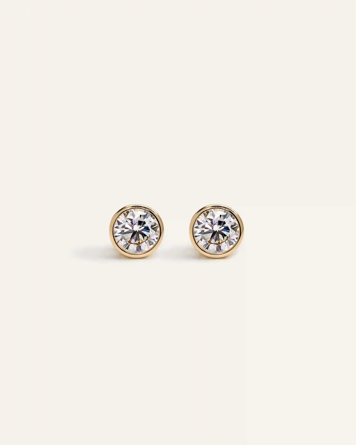 14K Gold Lab Grown Diamond Bezel Studs - 1.5ctw