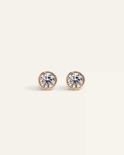 14K Gold Lab Grown Diamond Bezel Studs - 1.5ctw