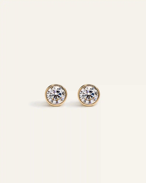 14K Gold Lab Grown Diamond Bezel Studs - 1.5ctw