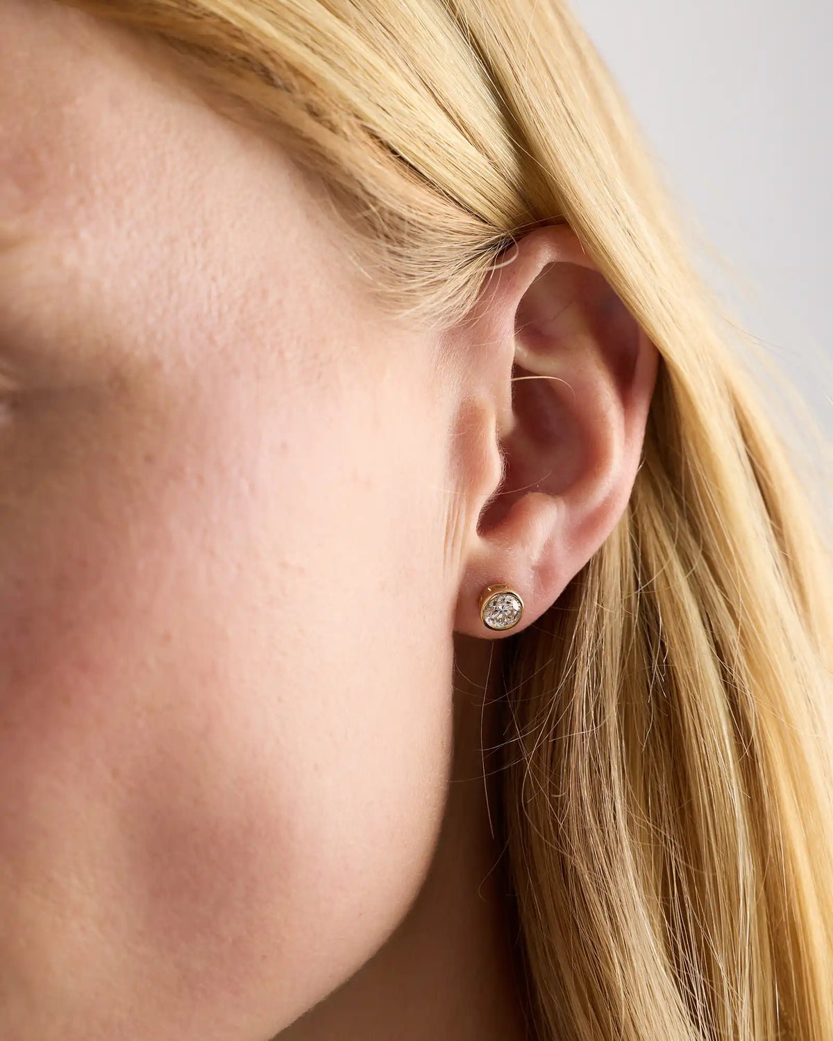 14K Gold Lab Grown Diamond Bezel Studs - 1.5ctw