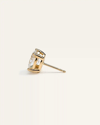 14K Gold Lab Grown Diamond Oval Solitaire Studs - 3ctw