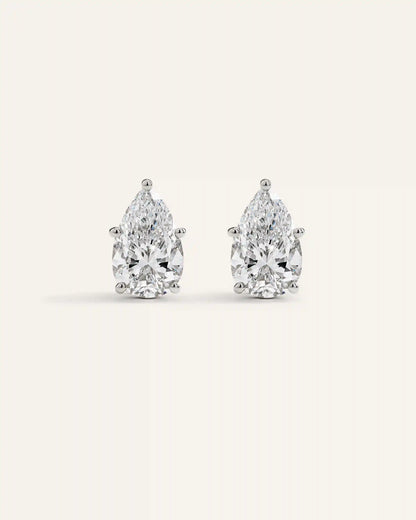 14K Gold Lab Grown Diamond Statement Pear Studs - 8ctw