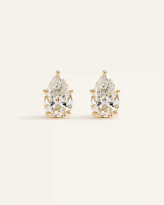 14K Gold Lab Grown Diamond Statement Pear Studs - 8ctw