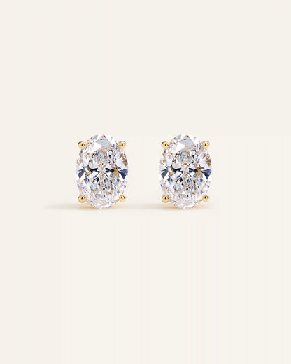 14K Gold Lab Grown Diamond Statement Oval Studs - 6ctw