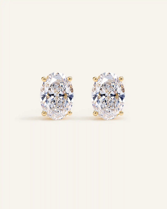 14K Gold Lab Grown Diamond Statement Oval Studs - 8ctw