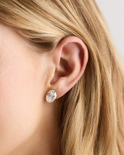 14K Gold Lab Grown Diamond Statement Oval Studs - 6ctw