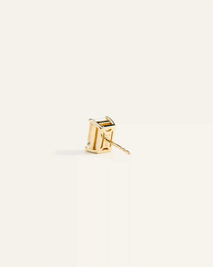 14K Gold Lab Grown Diamond Statement Emerald Studs - 6ctw