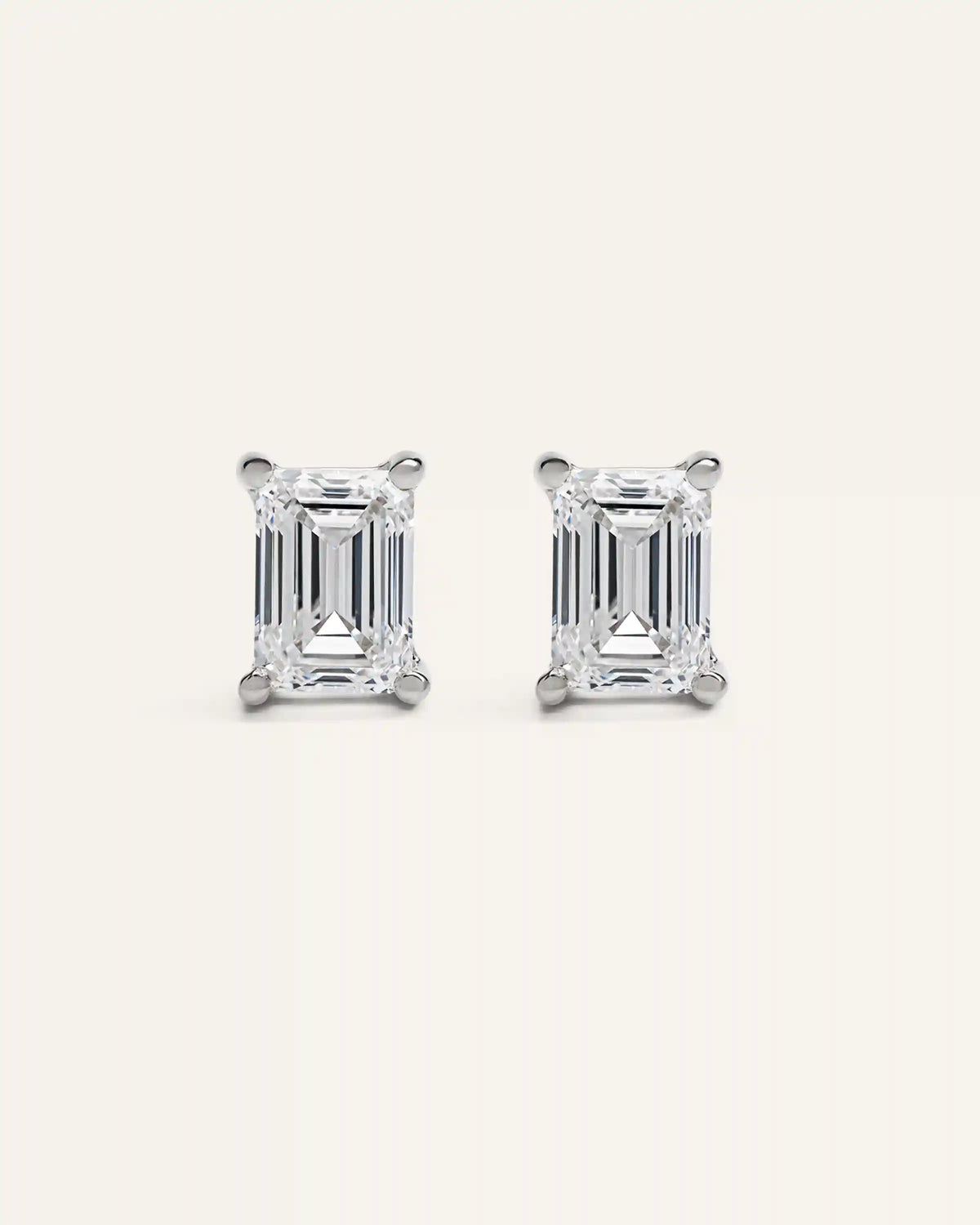 14K Gold Lab Grown Diamond Statement Emerald Studs - 6ctw