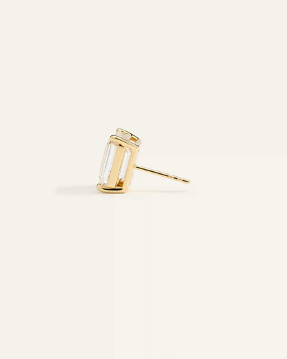14K Gold Lab Grown Diamond Statement Emerald Studs - 8ctw