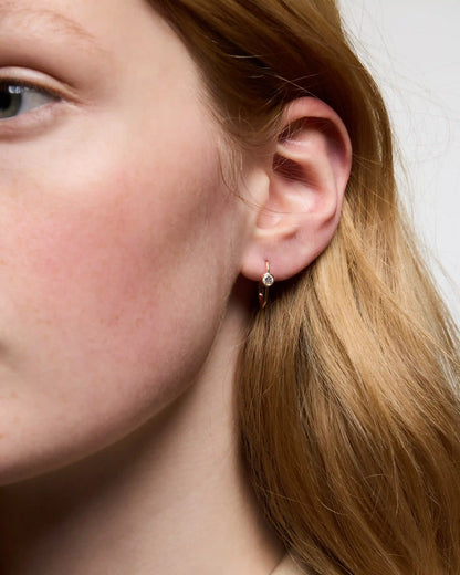 14K Gold Lab Grown Diamond Solitaire U Hoops