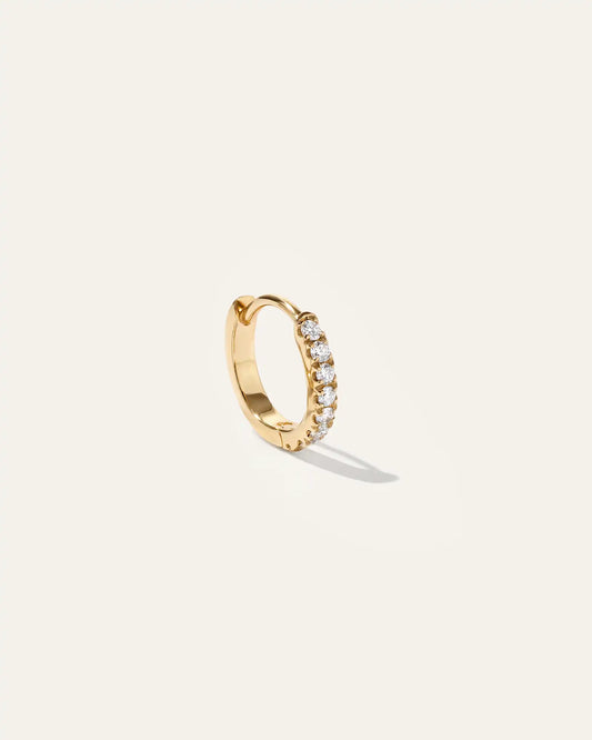 14K Gold Pave Diamond Second Piercing Tiny Huggie - Single
