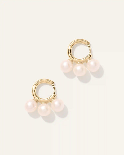 Triple Freshwater Pearl Hoops