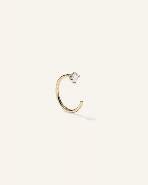 14K Gold Diamond Single Open Reverse Huggie