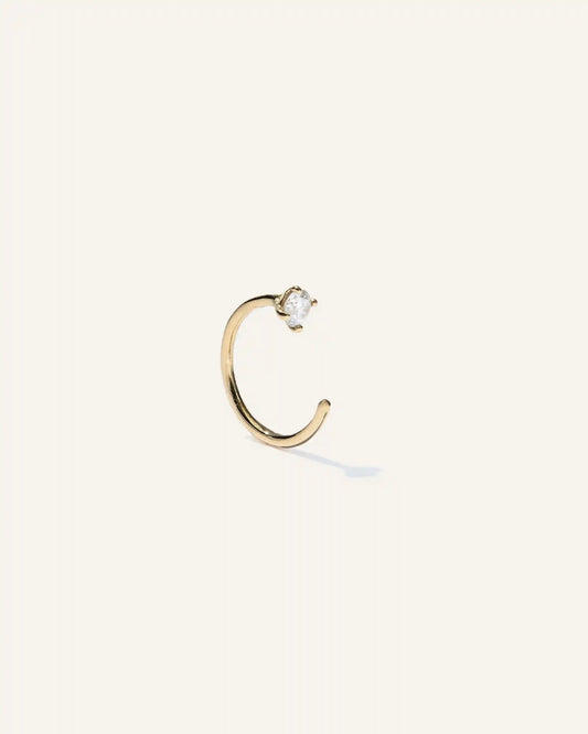 14K Gold Diamond Single Open Reverse Huggie