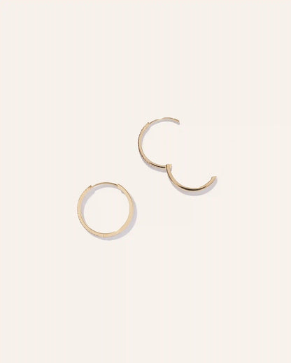 14K Gold Diamond Pave Hoops