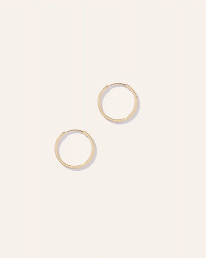 14K Gold Diamond Pave Hoops