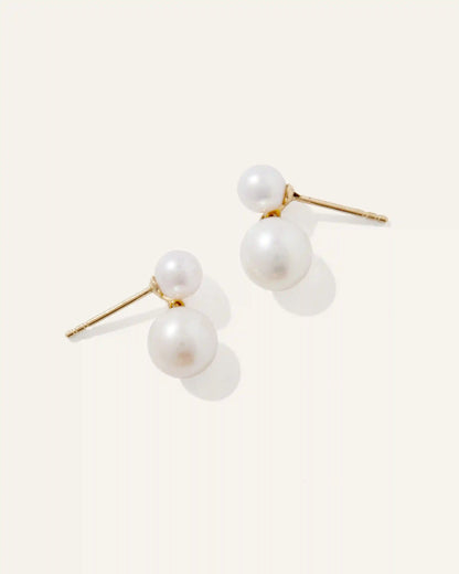 14K Gold Pearl Drop Earrings