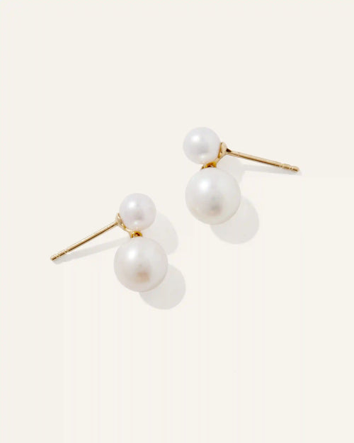 14K Gold Pearl Drop Earrings