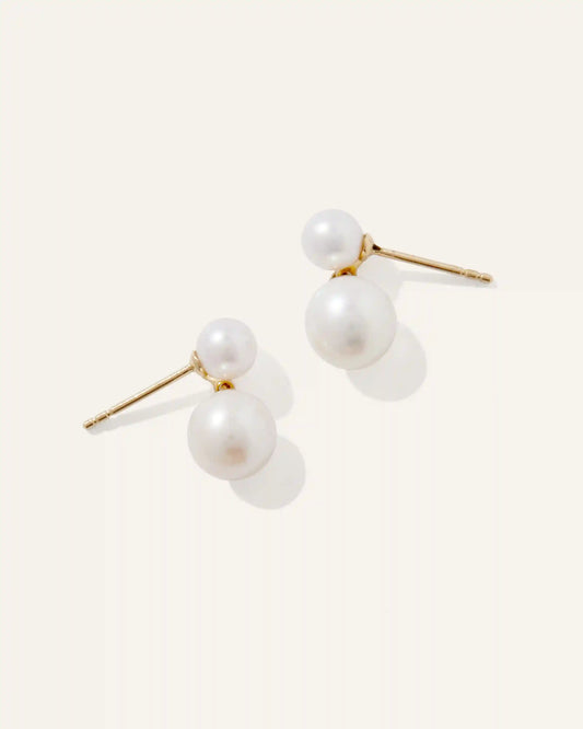 14K Gold Pearl Drop Earrings