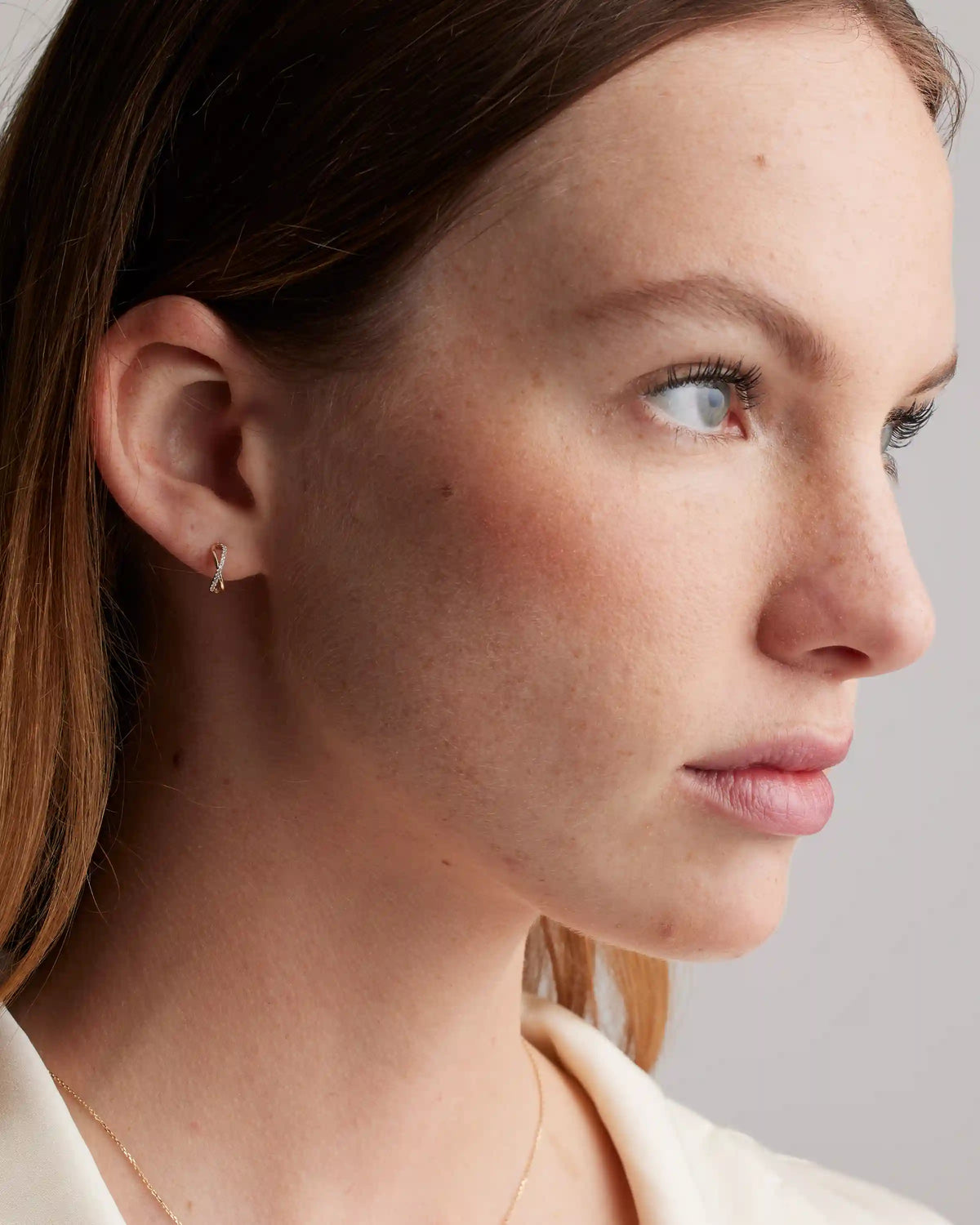 14K Gold Pave Diamond X Hoops