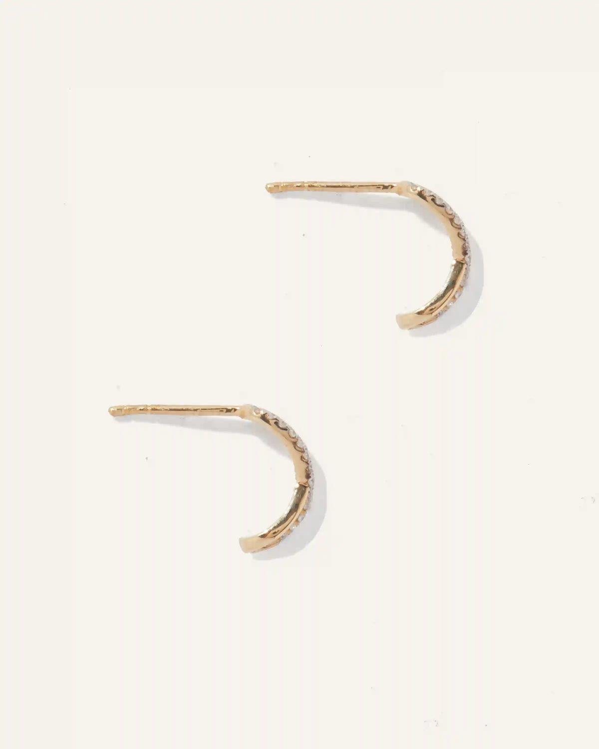 14K Gold Pave Diamond X Hoops