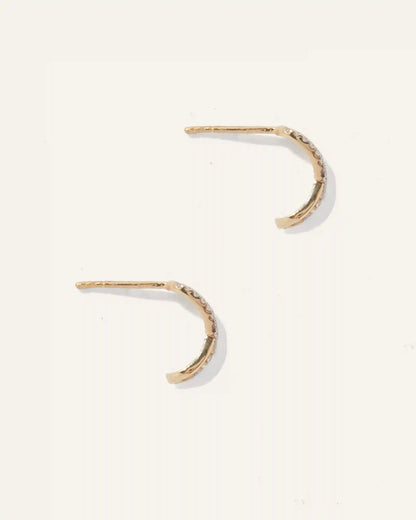 14K Gold Pave Diamond X Hoops
