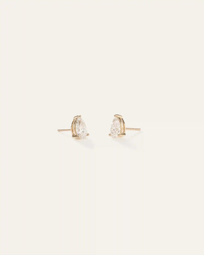 14k Gold Lab Grown Diamond Pear Solitaire Studs - 2ctw