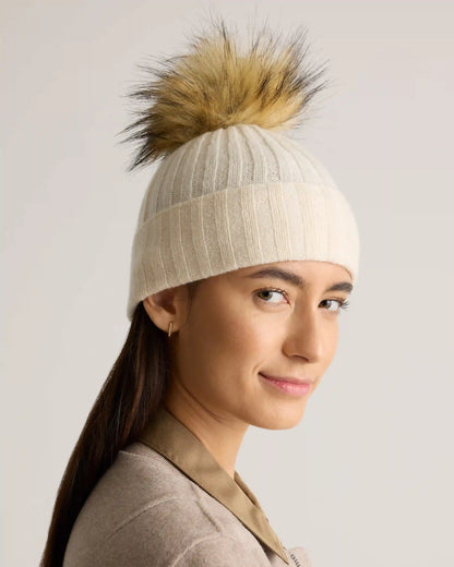 Mongolian Cashmere Pom Pom Beanie