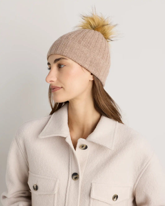 Mongolian Cashmere Pom Pom Beanie