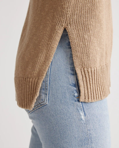 Cotton Linen Oversized Crew Sweater