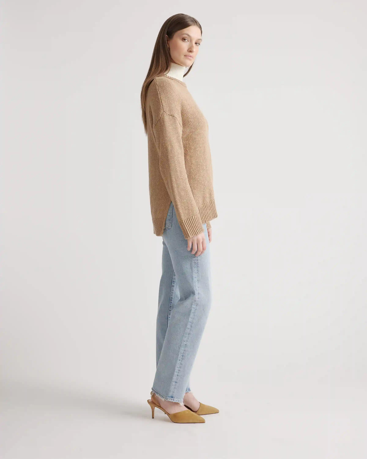 Cotton Linen Oversized Crew Sweater