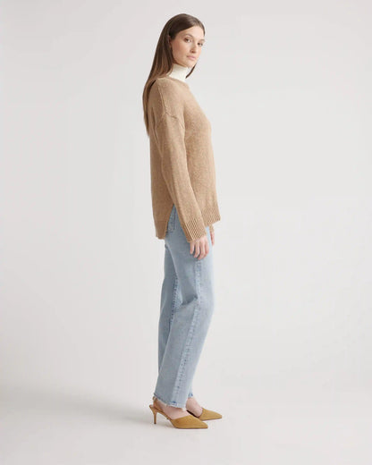 Cotton Linen Oversized Crew Sweater