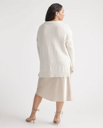 Cotton Linen Oversized Crew Sweater