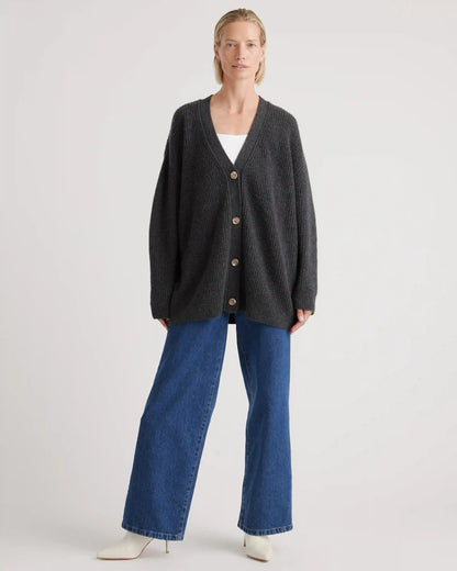 Mongolian Spring Cashmere Oversized Boyfriend Cardigan Sweater