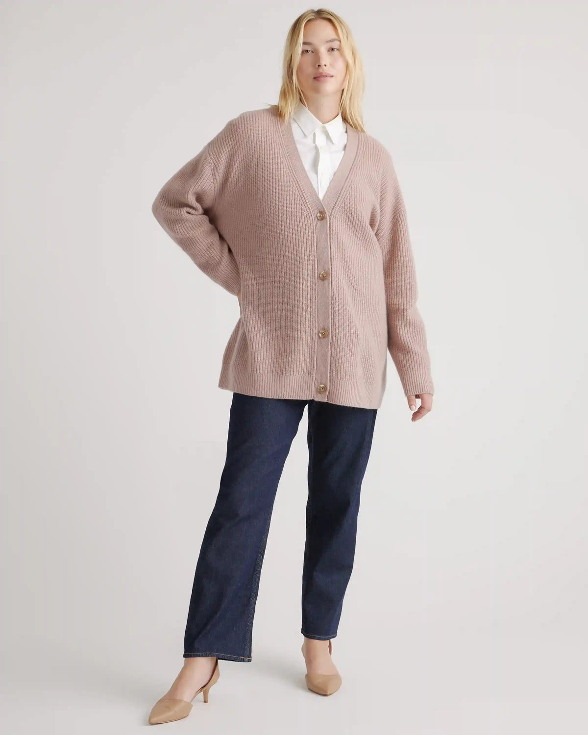 Mongolian Cashmere Oversized Boyfriend Cardigan Sweater