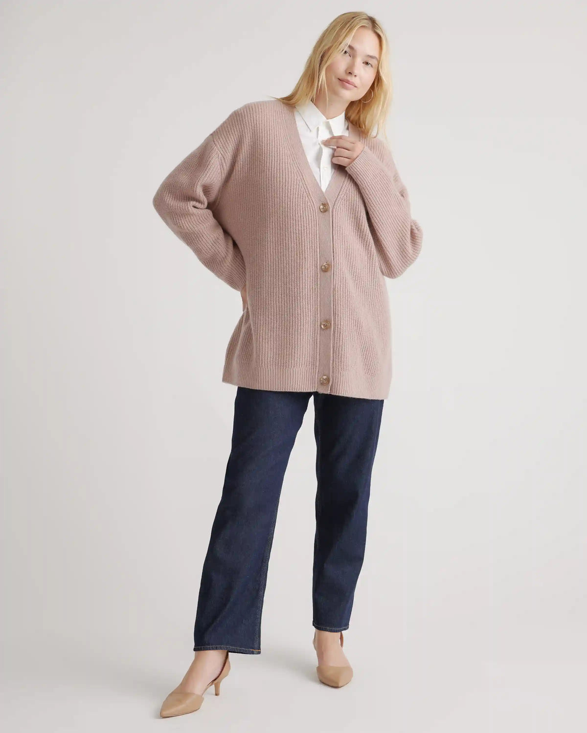 Mongolian Cashmere Oversized Boyfriend Cardigan Sweater