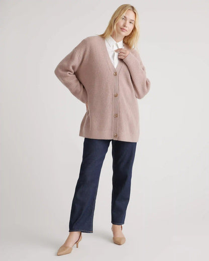 Mongolian Cashmere Oversized Boyfriend Cardigan Sweater