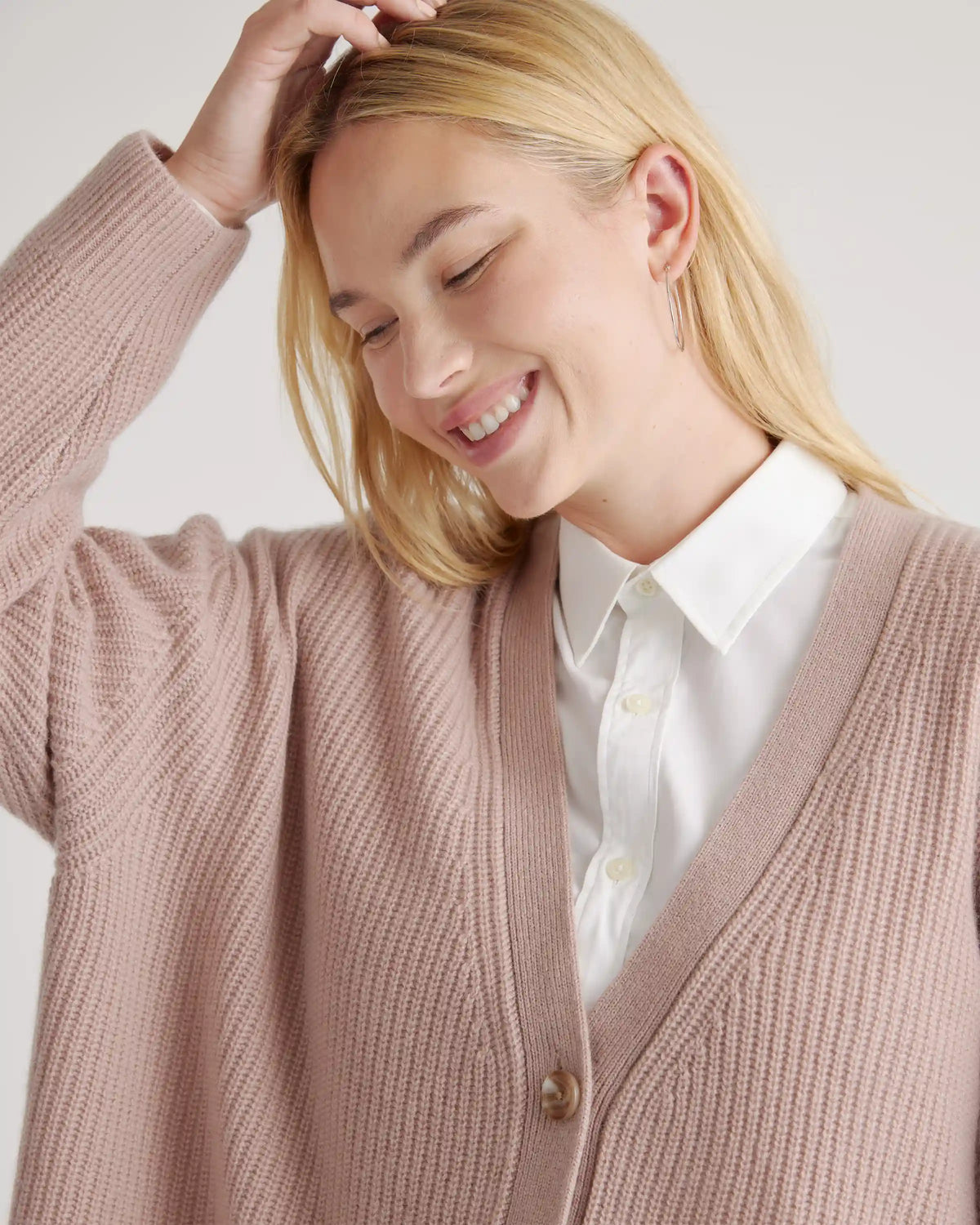Mongolian Cashmere Oversized Boyfriend Cardigan Sweater