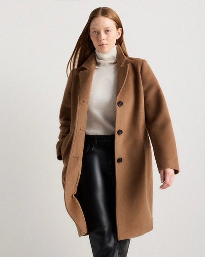 Camel Hair Single-Breasted Midi Coat