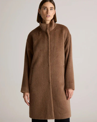 Alpaca-Wool Stand Collar Coat