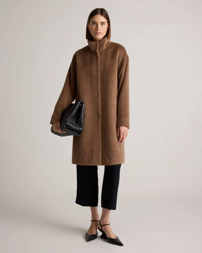 Alpaca-Wool Stand Collar Coat