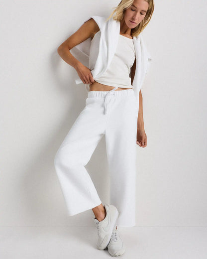 Organic French Terry Cropped Wide Leg Pants