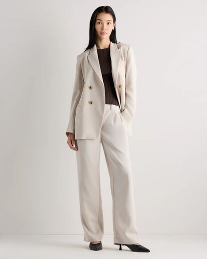 Stretch Crepe Relaxed Double-Breasted Blazer
