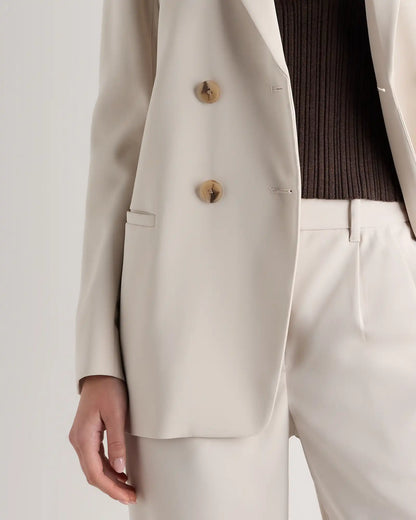 Stretch Crepe Relaxed Double-Breasted Blazer