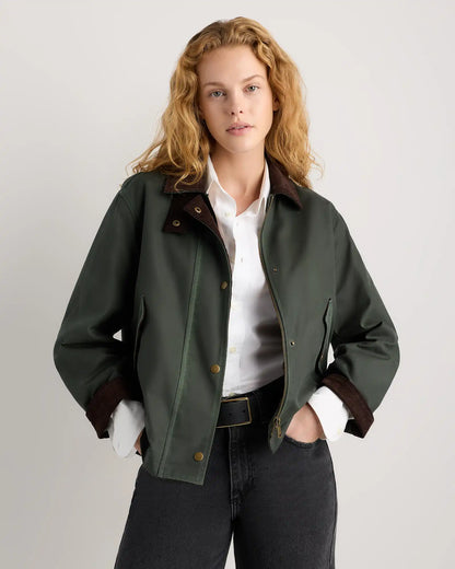 Organic Waxed Cotton Cropped Barn Jacket