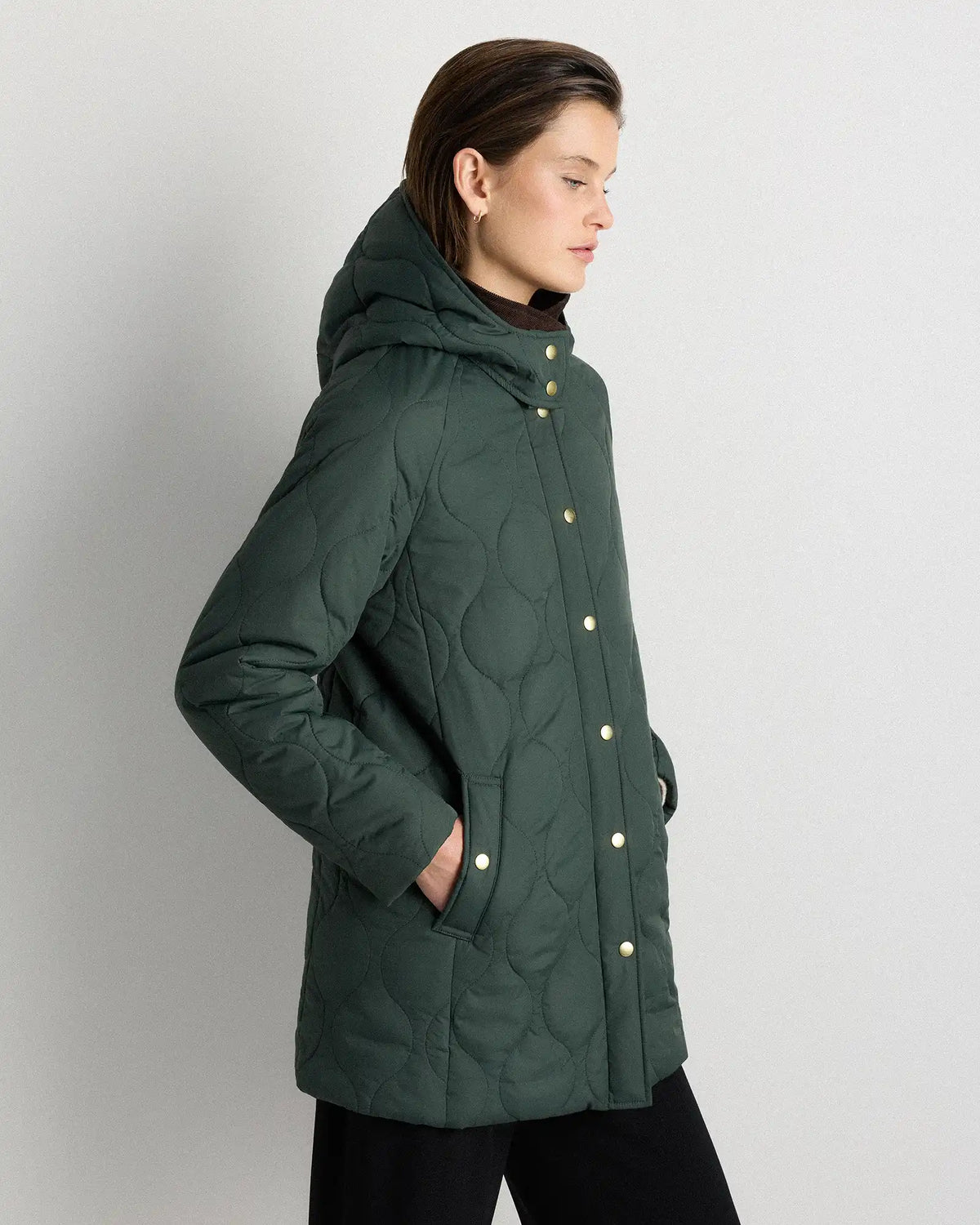 Featherless Quilted Hooded Long Puffer Jacket